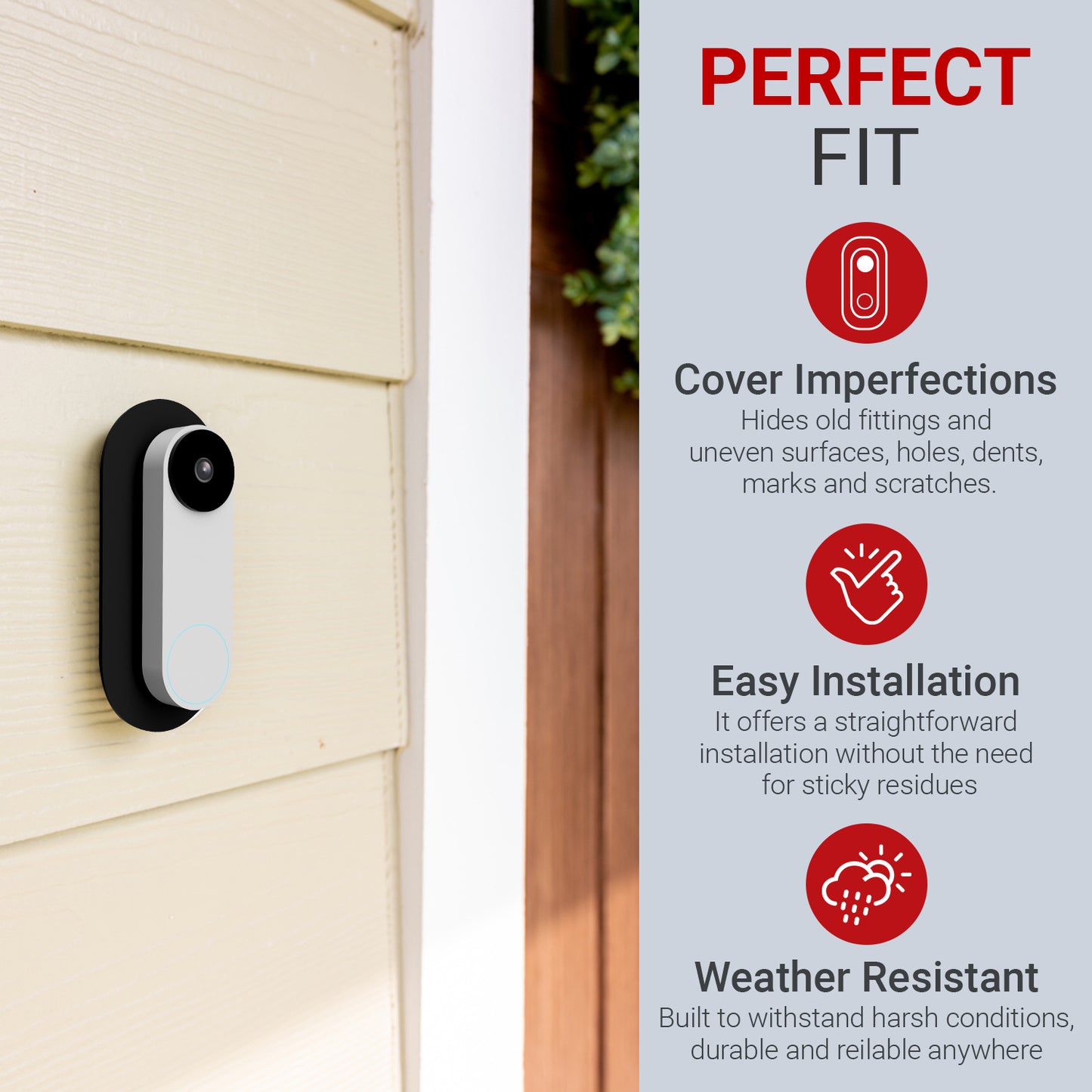 Non-Adhesive Wall Plate for Google Nest Video Doorbell Wired 2nd Generation
