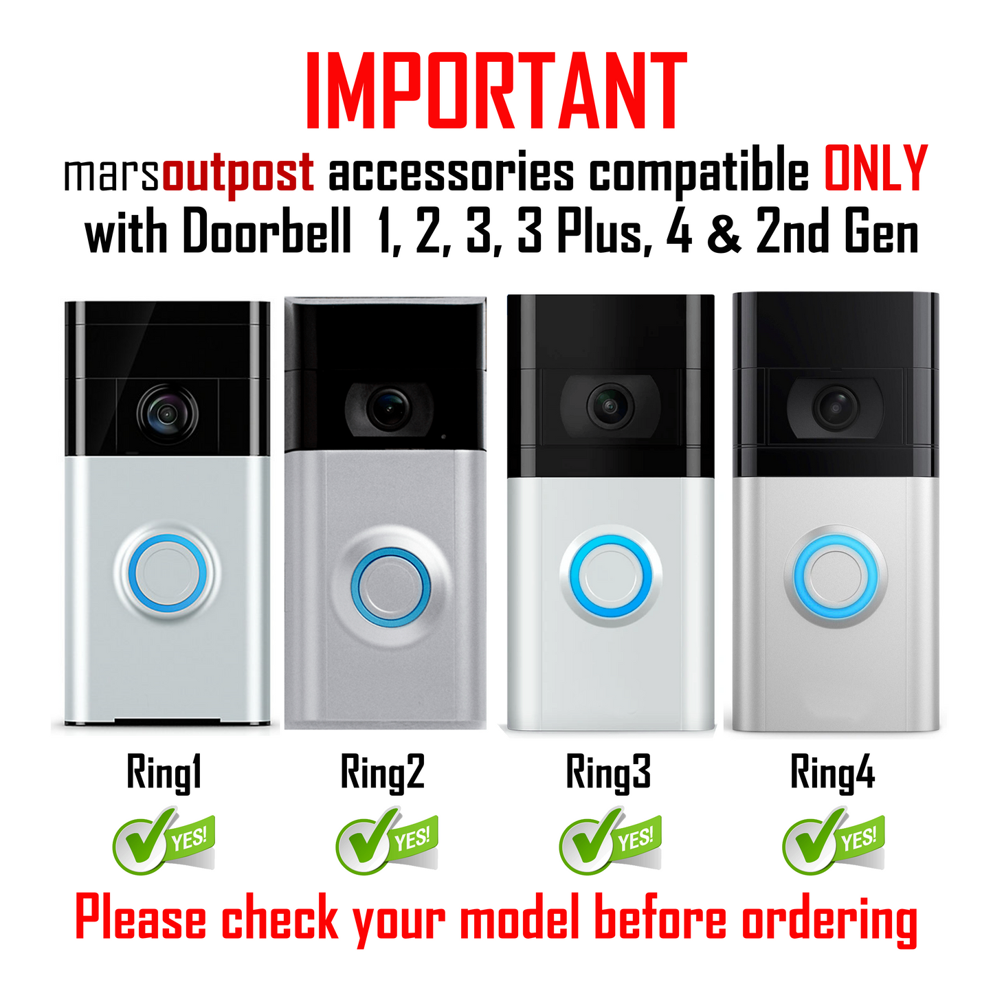 Cover for Ring 1, 2, 3, 4, 2nd Gen and 3 Plus