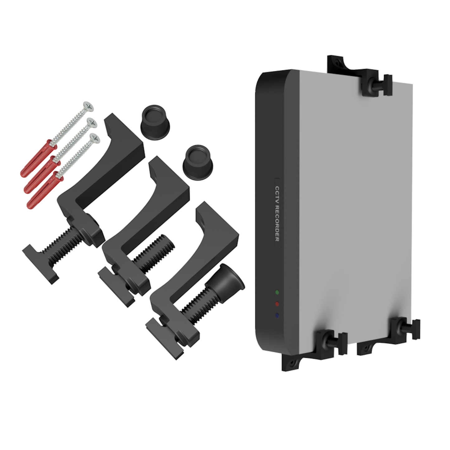 Adjustable Wall Mount Brackets for CCTV DVR/NVR, Routers & Boxes — Fits 17–54mm (0.7–2.1"), Set of 3
