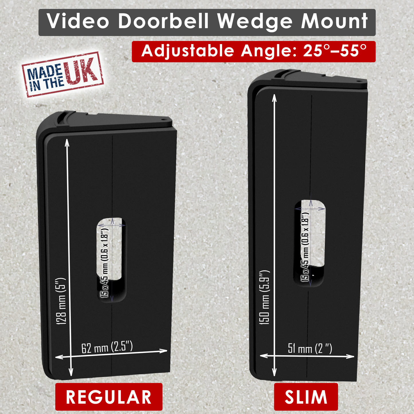 No Drill Adjustable Wedge Mount for All Ring Video Doorbells Wired & Battery Aqara G4 G410