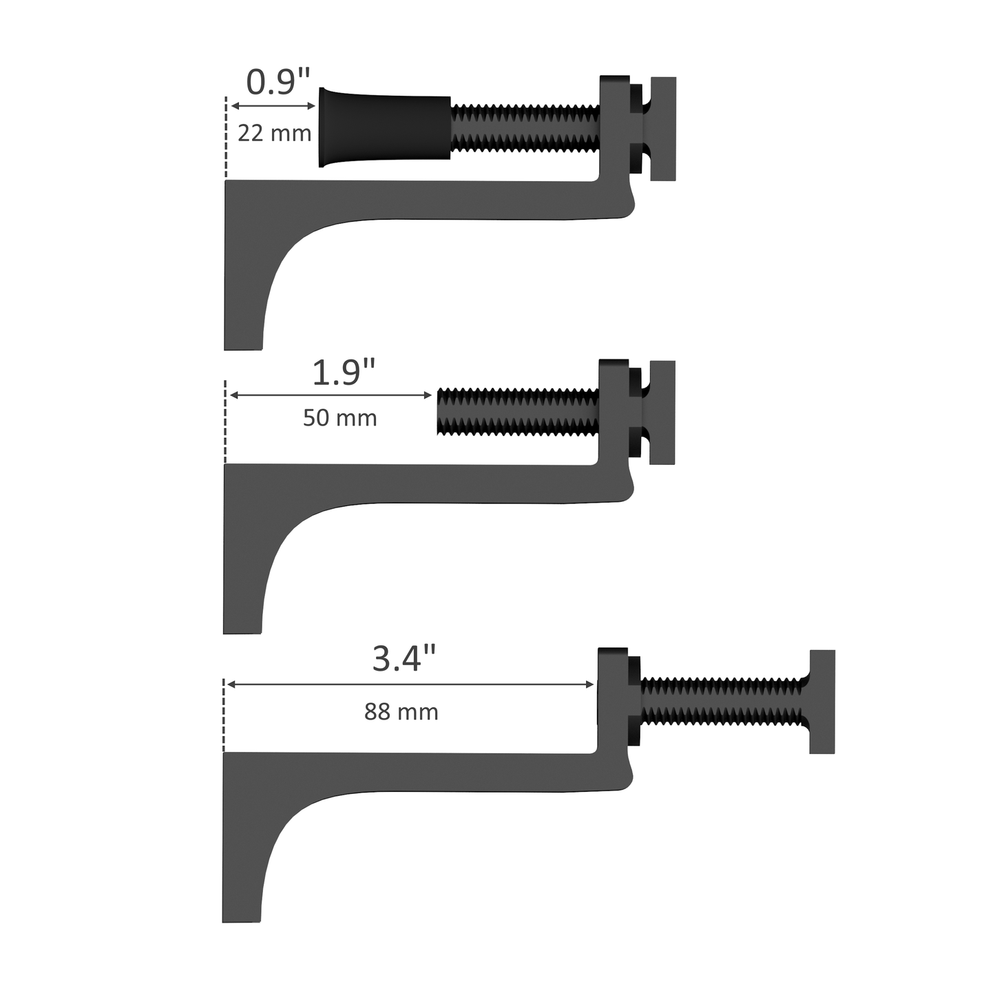 Large Adjustable Wall Mount Brackets for CCTV DVR/NVR, Routers & Boxes — Fits 22–87mm (0.9–3.4"), Set of 3