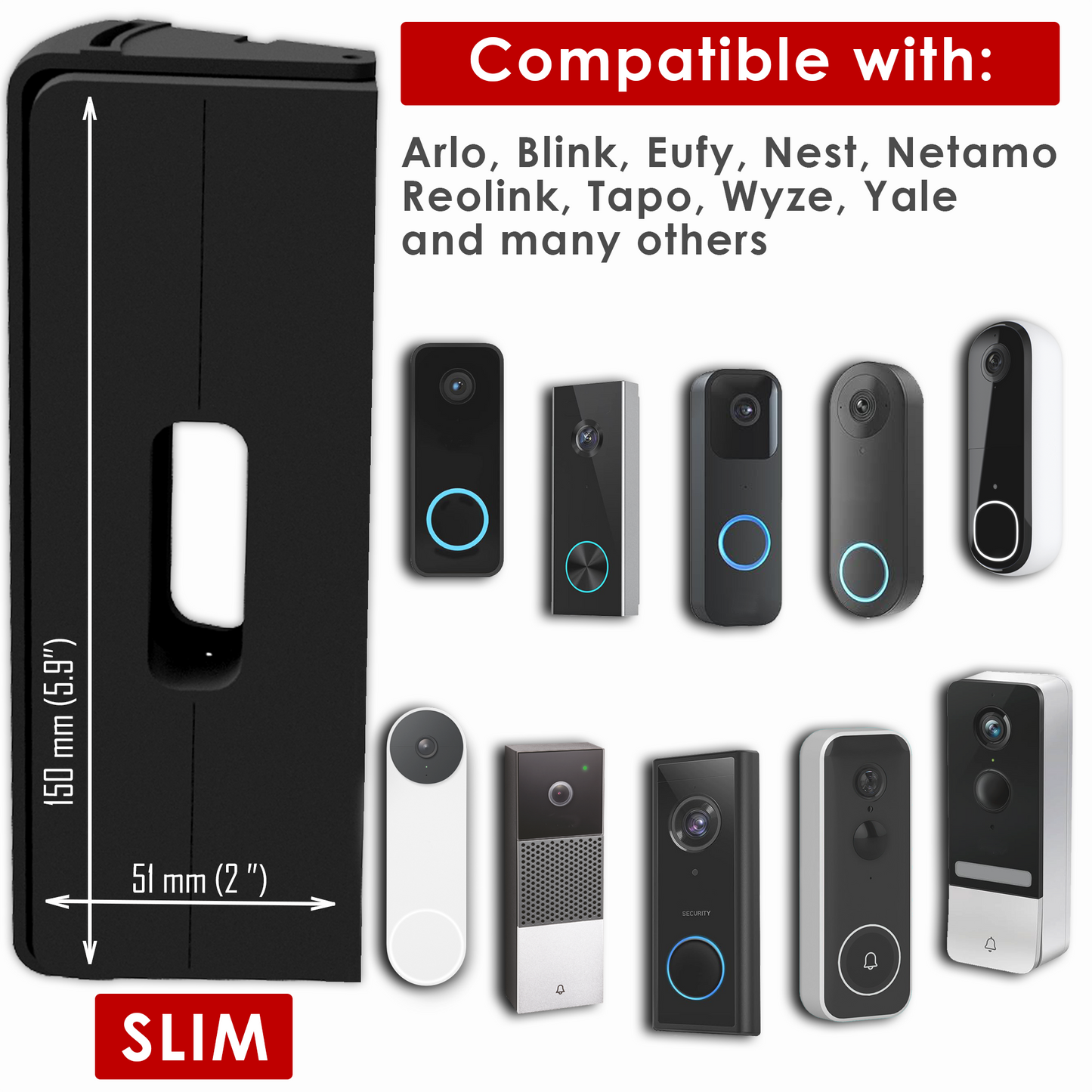 No-Drill Adjustable Angle Wedge Mount for All Eufy Doorbells