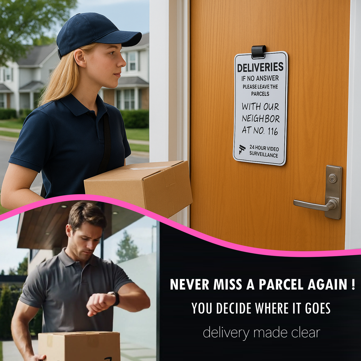 Custom Text Delivery Sign Deliver Please Leave Parcels Here Parcel Box sign For Outside Rust-Free Heavy Duty Acrylic Plate