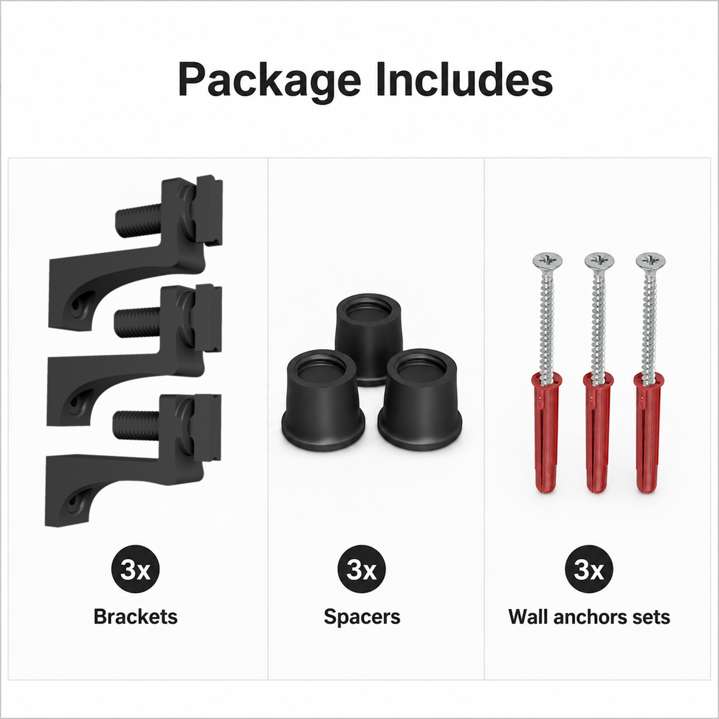 Adjustable Wall Mount Brackets for CCTV DVR/NVR, Routers & Boxes — Fits 17–54mm (0.7–2.1"), Set of 3