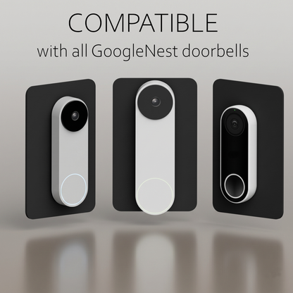 The wall plate shown with all three Google Nest doorbell models