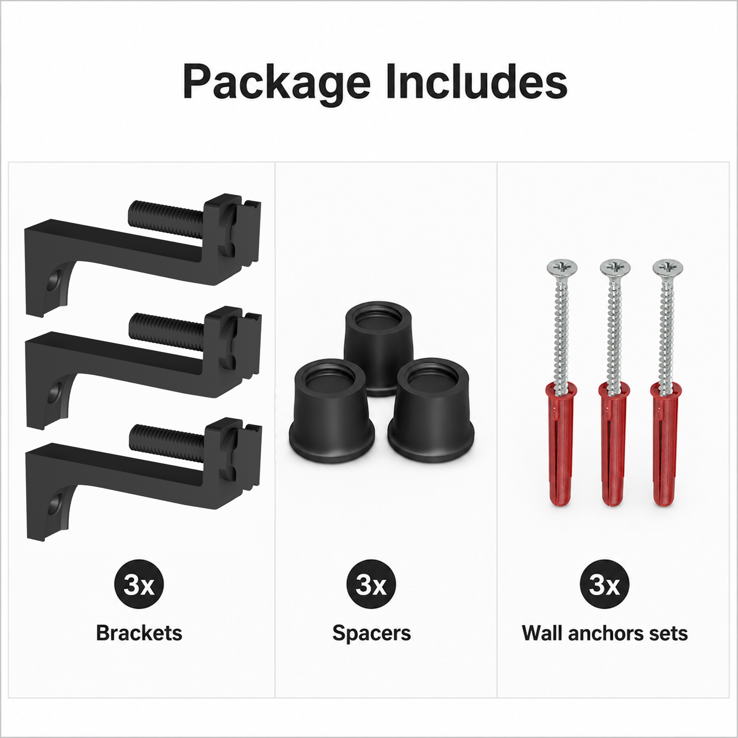 Large Adjustable Wall Mount Brackets for CCTV DVR/NVR, Routers & Boxes — Fits 22–87mm (0.9–3.4"), Set of 3