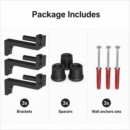 Large Adjustable Wall Mount Brackets for CCTV DVR/NVR, Routers & Boxes — 3D-Printed Plastic, Fits 22–87mm (0.9–3.4"), Set of 3