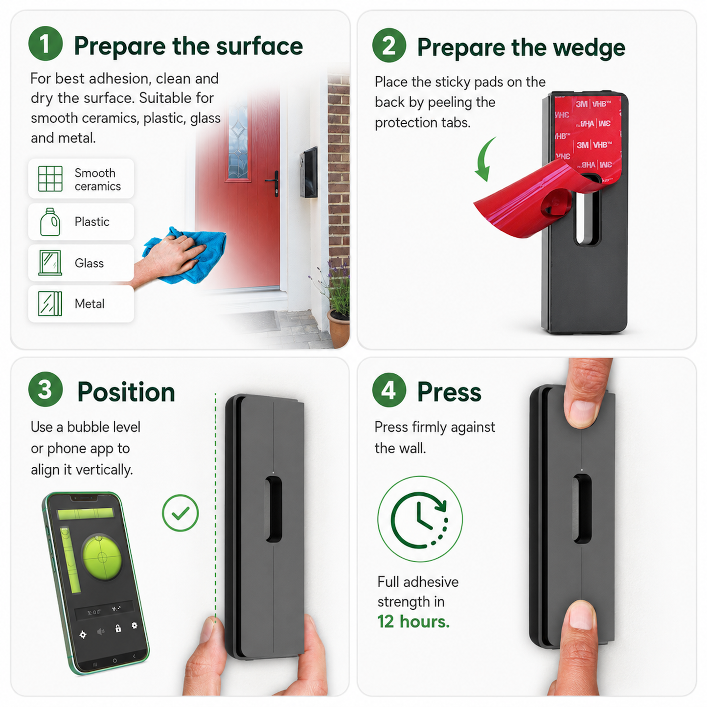No-Drill Adjustable Angle Wedge Mount for All Blink Doorbells