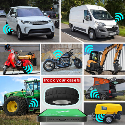 Slim AirTag holder tracking a car, van, scooter, motorbike, digger, tractor and generator