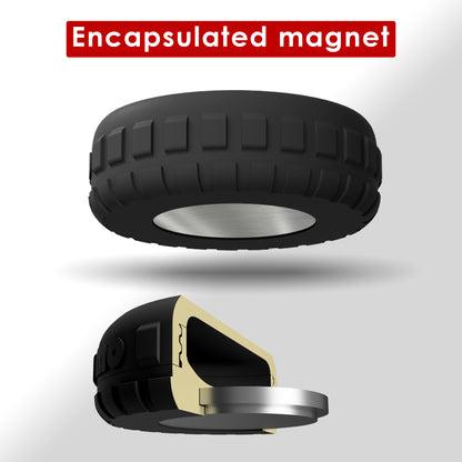 Cutaway of the Slim AirTag holder showing the magnet fully encapsulated in plastic
