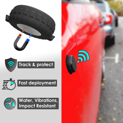 Supreme AirTag holder magnet-mounted to a red car panel: track and protect, fast to fit, vibration resistant