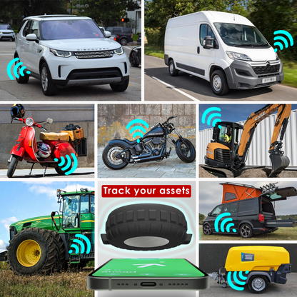 Supreme AirTag holder tracking a car, van, scooter, motorbike, digger, tractor and generator