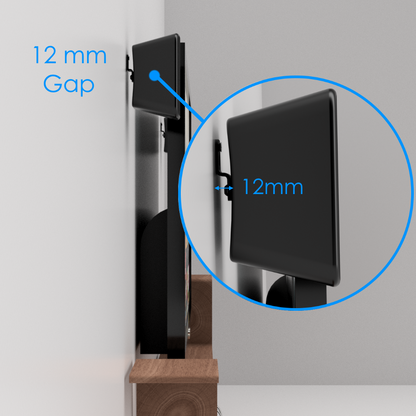 Side view showing the speaker sitting just 12 mm from the wall