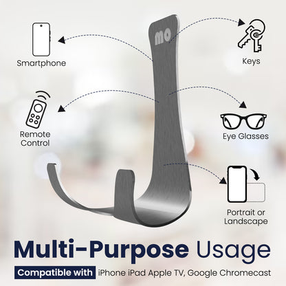 Adhesive Wall Mount Holder for Phones, Remotes, Glasses & Keys – Stainless Steel