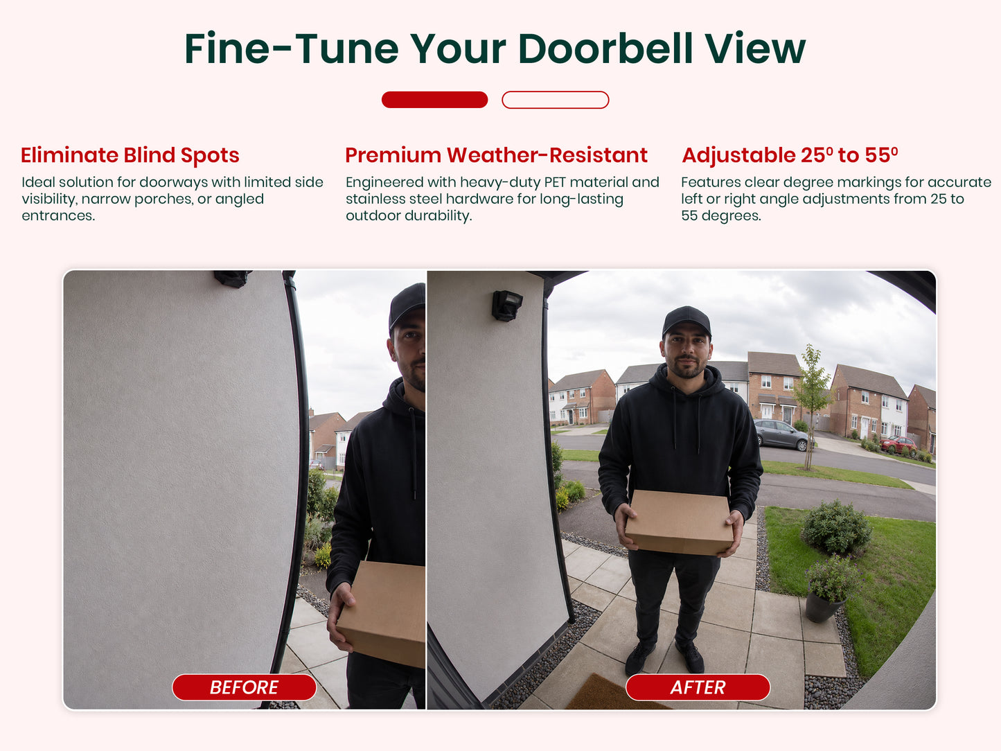 No-Drill Adjustable Angle Wedge Mount for All Ring Doorbells