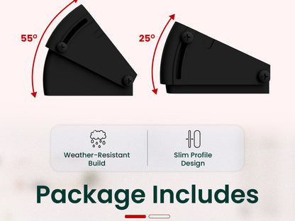 The wedge mount angle range shown from 25 to 55 degrees