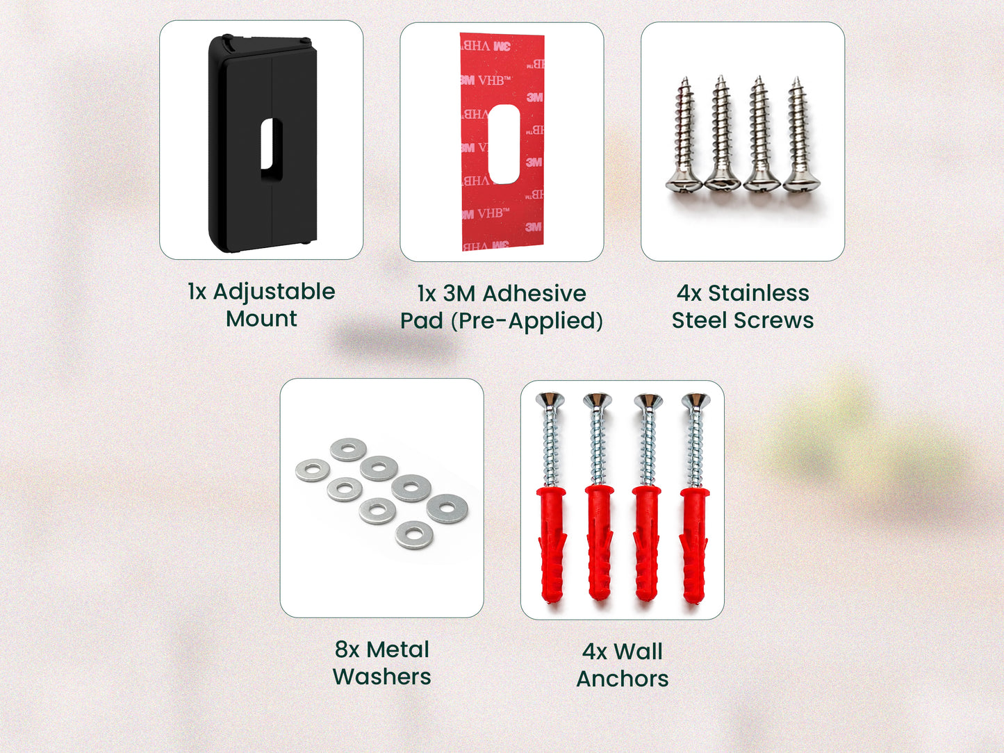 No-Drill Adjustable Angle Wedge Mount for All Ring Doorbells