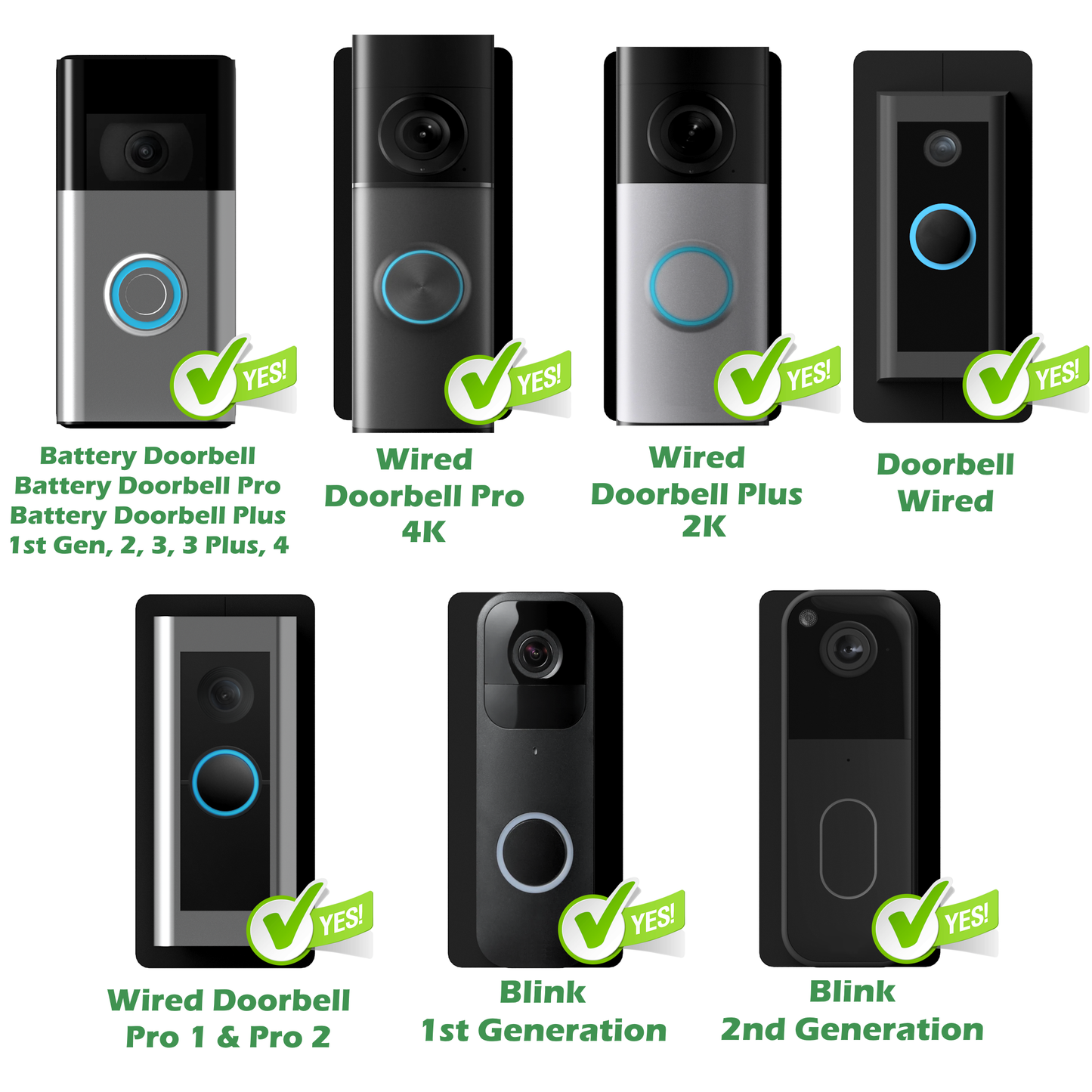 No-Drill Adhesive Mount for All Ring Doorbells – Sticks On, No Wall Holes or Damage