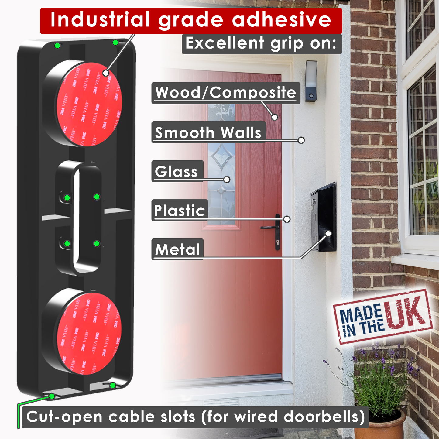 No-Drill Adhesive Mount for All Eufy Doorbells – Sticks On, No Wall Holes or Damage