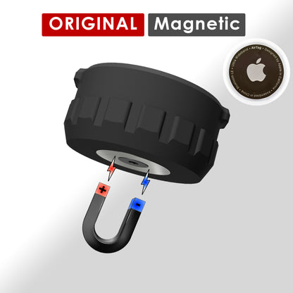 Original magnetic AirTag holder shown with its neodymium magnet and fixing screws