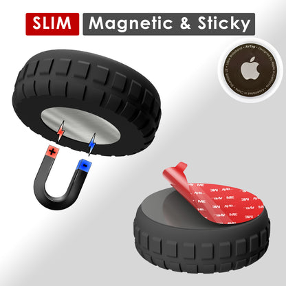 Slim magnetic and sticky AirTag holder with its neodymium magnet and 3M adhesive pad